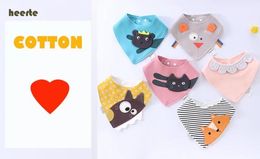 Baby bibs Burp Cloths infant dimensional embroidered animal fox bear tiger triangle towel cotton slobber