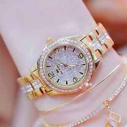 Wristwatches Elegant Gold Rhinestone Woman Watch Designer Luxury Watches Women 2022 Fahion Golden For Reloj MujerWristwatches WristwatchesWr