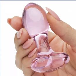 3 Styles Pink Heart Glass Anal Plug Dildos sexy Toy Backyard Pull Beads For Men And Women Expander 18 Adult Toys Store