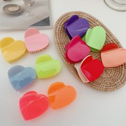 New Korean Fashion Sweet Candy Colour Heart Acetic Acid Hair Clip Claw For Cute Girl Shark Clip Hair Accessories