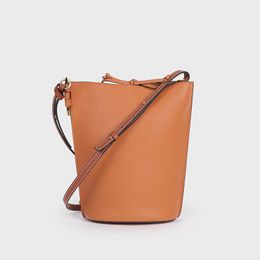 Evening Bags Bag Women's 2022 Net Red With The Small Fragrant Leather Bucket Head Layer Cowhide Shoulder Oblique SatchelEvening