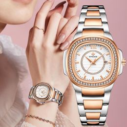 Wristwatches 2022 Brand Rose Gold Watches Women Fashion Diamond Ladies Quartz Wrist Watch Female Stainless Steel Waterproof Date Clock Gfit
