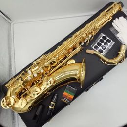 Brass gold-plated Bb professional tenor saxophone beautifully carved professional-grade tone high-end Tenor sax jazz instrument