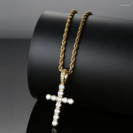 Hip Hop Cross Pendant Copper Micro Pave With Zircon Stone Necklace Jewellery For Men And Women CN020 Chains