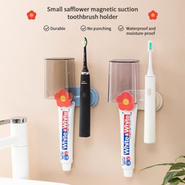 Hooks & Rails Flower Electric Magnetic Toothbrush Holder Wall-Mounted Stand Hanger Automatic Storage Bathroom Accessories