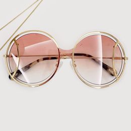 2022 Alloy Round Gold Wrap Sunglasses Women Fashion Trend Casual Eyewear Gradient Lens Personalised Glasses