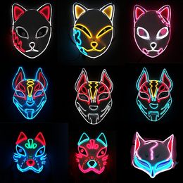 Demon Slayer Glowing EL Wire Mask Kimetsu No Yaiba Characters Cosplay Costume Accessories Japanese Anime Fox Halloween LED Mask B0815