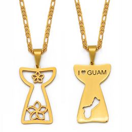 Chains Anniyo Guam Mariana Islands Pendant Neckalces Saipan Jewelry For Women Men Hawaiian Flowers #120821