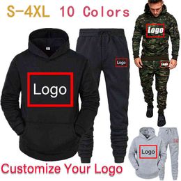 2022 Spring Autumn Custom Mens Tracksuit Hoodies+Pants Jogging Casual Sportswear Suits Two Piece Sets Oversized Men Clothes Y220420