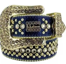 1Western Cowboy Belt BB Simon Fashion Cowgirl Bling Rhinestone Belt with Eagle Concho Studded Removable Buckle Large Size Belts for Men