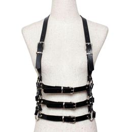 Cinturones moda punk hombres frescos para mujeres cinturón de cuero harajuku arnés artificial arnés ajustable tres líneas correas de cintura