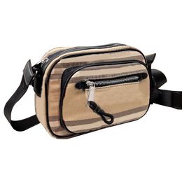 Evening Bags Camera Bag Crossbody Waist Chest Bags Women Handbag Men Purse Fashion Canvas Patchwork Tartan Zipper High Quality Cowhide Real Leather XIOZ