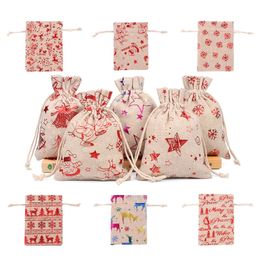 10x14 13x18cm Burlap Christmas Gift Bag Jewelry Packaging Bags Wedding Party Decoration Drawable Bags Sachet Pouches