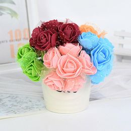 Decorative Flowers & Wreaths 72pcs Artificial Mini PE Foam Rose Flower DIY Handmade Gift Bouquet Wreath For Wedding Birthday Party Festive H