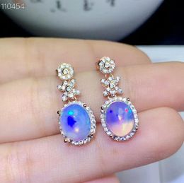 Dangle & Chandelier MeiBaPJ Natural Opal Gemstone Fashion Flower Drop Earrings For Women Real 925 Sterling Silver Charm Fine Wedding Jewellery