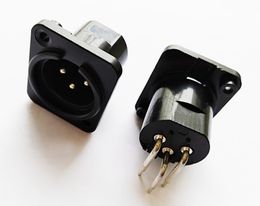 Right Angled XLR 3Pin Male Jack Panel Mount Adapter Connector Black Color/6PCS