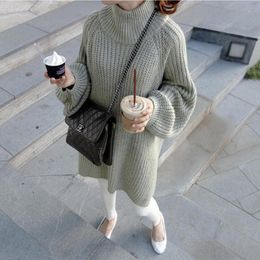 Women's Hoodies & Sweatshirts Slit Oversized Sleeve Thick Lantern Turtleneck Women Pull Long Winter Femme Autumn Sweaters Pullovers Side Hiv