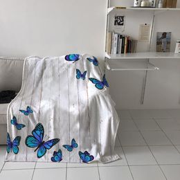 Blankets Bedroom Warm Wood Grain Retro Butterfly Sofa Throw Childrens Baby Soft Airplane Portable Blanket