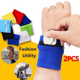 Wrist Support Mini Fitness Sports Zipper Wristband Coin Purse Keys Holder Cotton Wrist Bag