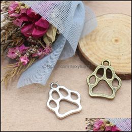 Charms Jewellery Findings Components 100Pcs Dog Bear Paw 19X17Mm Antique Making Pendant FitVintage Tibetan SierDiy Bracelet Necklace 441 T