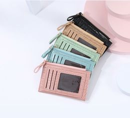 100pcs Card Holders Women PU Plain Multifunctional Short Wallet Mix Color