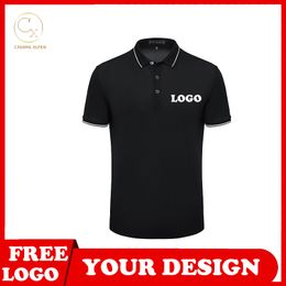 Summer 7 color men s POLO shirt custom casual solid color wild lapel short sleeve printing DIY brand text 220623