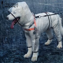 Hoopet Large Dog Raincoat Dog Clothes Transparent Raincoat Light Waterproof Coat Small Dog Raincoat T200328