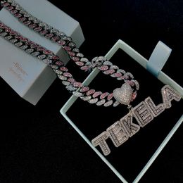 Custom Necklace Hip Hop Jewellery Cuban Link Diamond Letter Custom Necklaces Women Pendant Necklaces Pendants