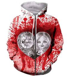 2022 Halloween Chucky 3D Hoodie Sweatshirts Uniform Men Women Hoodies College Clothing Tops Outerwear Zipper Coat Outfit W016