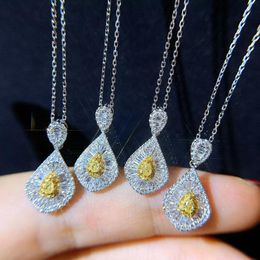 Pendant Necklaces Boho Style Yellow Cubic Zirconia Silver Colour 45cm Chain Statement Necklace For Women Choker Fashion Jewellery 2022 TrendPen