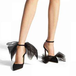 Brand Design Woman Shoes Sexy Women Sandals Buckle Strap Thin Heels Butterfly-knot 8cm 10cm High Heels Pumps Lady Sandal G220610