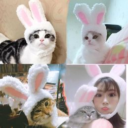 Funny Cute Pets Dog Cat Cap Costume Cosplay Accessories Rabbit Ears Hat Winter Warm Kitty Puppy Chihuahua Headwear Photo Props 4 Colours