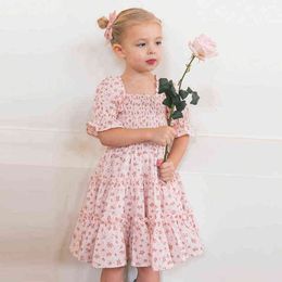 Vintage Print Dresses For Kids Girls Summer Sleeveless Wedding Birthday Party Princess Costume Children Bridesmaid Fairy Clothes G220518