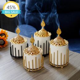 incense censer UK - Fragrance Lamps Incense Burner Metal Ceramic European Style Censer Golden Combination BurnerFragrance