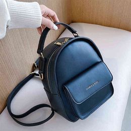 Solid Colour Fashion Women Backpack Pu Leather Backpack Women Small Shoulder Bags Cute School Bags For Girls Backpack J220620