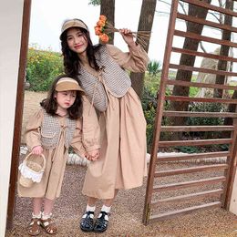 New Mother Daughter Matching Dress Clothes Spring Autumn Korean Kids Girl And Women Long Sleeve Dresses For Mom Baby Outfit