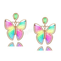 Bohemian National Style Butterfly Dangle Earrings for Woman Party Handmade Woven Charm Drop Earrings Wholesale