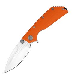 New Arrival Flipper Knife D2 Satin Drop Point Blade G10 Handle Ball Bearing Fast Open Pocket Folding knives Outdoor Survival Tactical Gear 3 Handle Colours