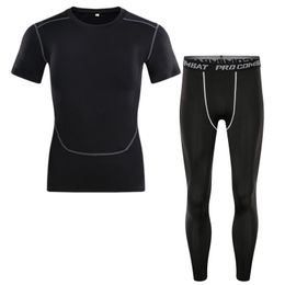 Men's Tracksuits Men Sports Tights Two-piece Quick-drying Basketball Short-sleeved Running Training Fitness SuitMen's