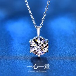 moissanite silver UK - Moissanite S925 Sterling Silver Necklace Female Wild Ins Wind Six-claw Clavicle Pendant Accessories Niche Design Jewelry209g
