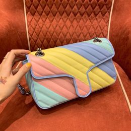 020 New Women's Bag Macaroon Rainbow Bag Shoulder Female Love Shoulder Messenger Handbags Blue
