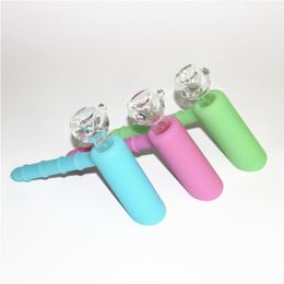 Glow in the dark mini silicone water pipe bong Hookah hammer shape silicone hand tobacco pipes smoking oil rig