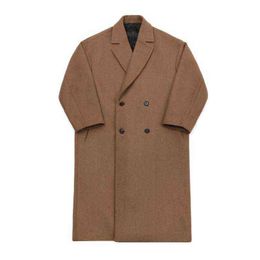 Men's Wool & Blends Solid Woollen Padded Coat Male Korean Long Loose Lapel Simple Slim Warm Double-breasted Jacket Boy 2021 T220810