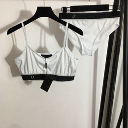 Leisure Sling Bra Set Women Cotton Underwear Letter Designer Lingerie Set Sports Wire Free Bras Suit
