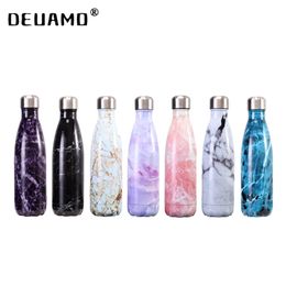 Marble Series Custom Thermos Vacuum Flasks Stainless Steel Water Bottle for drinkingPortable Sports Gift Cups 500ml 220706