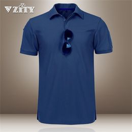 Men Tactical T-shirt Short Sleeve Outdoor Sport Quick Dry Lapel Shirt Summer Tee Men Clothing Casual Tops Hiking Training 220505