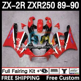 Motorcycle Body For KAWASAKI NINJA ZX2R ZXR250 ZX 2R 2 R R250 ZXR 250 89-98 Bodywork 8DH.61 ZX2 R ZX-2R ZXR-250 89 90 ZX-R250 1989 1990 Full Fairings Kit red black