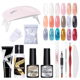 Nail Art Kits KOSKOE Extension Gel Kit UV LED Lamp Glitter Quick Finger Forms French Tips Solid Manicure Set