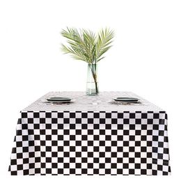 Birthday Party Decor PEVA Black White Grid Plastic Tablecloth Disposable Oil-proof Waterproof Table Cover Supplies Red Lattice Picnic Decorations