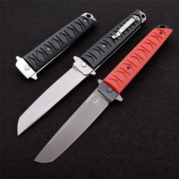 Flipper Folding Knife D2 Tanto Point Blade Nylon Fiber With Steel Sheet Handle Ball Bearing Fast Open Knives 2 Handle Colors